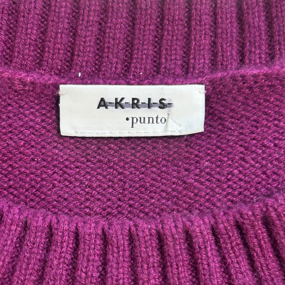 Akris Punto Wool Cashmere Sweater Vest Plum Purple Black Trim Sleeveless Knit - Picture 5 of 8